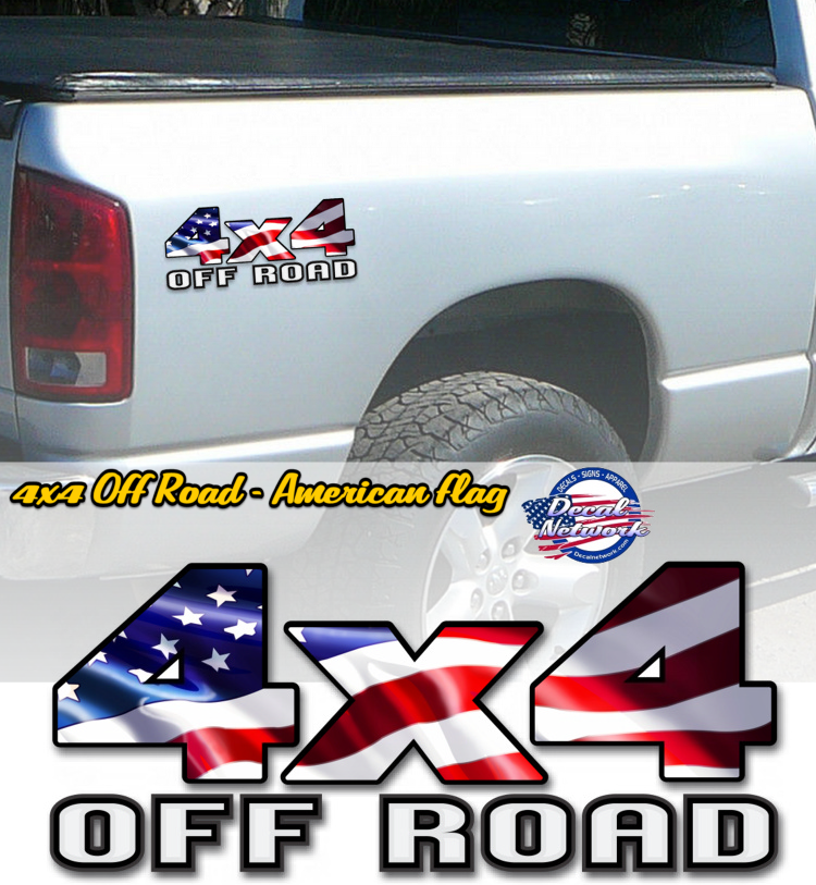 4x4 American flag Off Road vinyl decal Truck SUV sticker USA