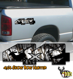 4x4 Snow camo bow hunter deer decal
