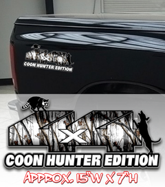 4X4 snow camo coon hunter edition vinyl decal