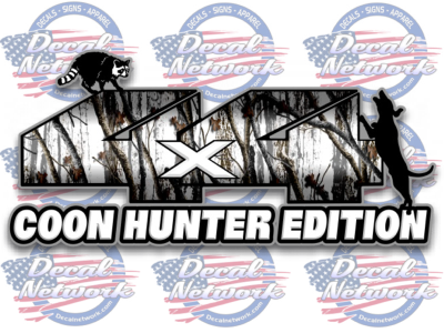 4X4 snow camo coon hunter edition vinyl decal 