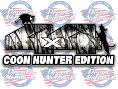 4X4 snow camo coon hunter edition vinyl decal