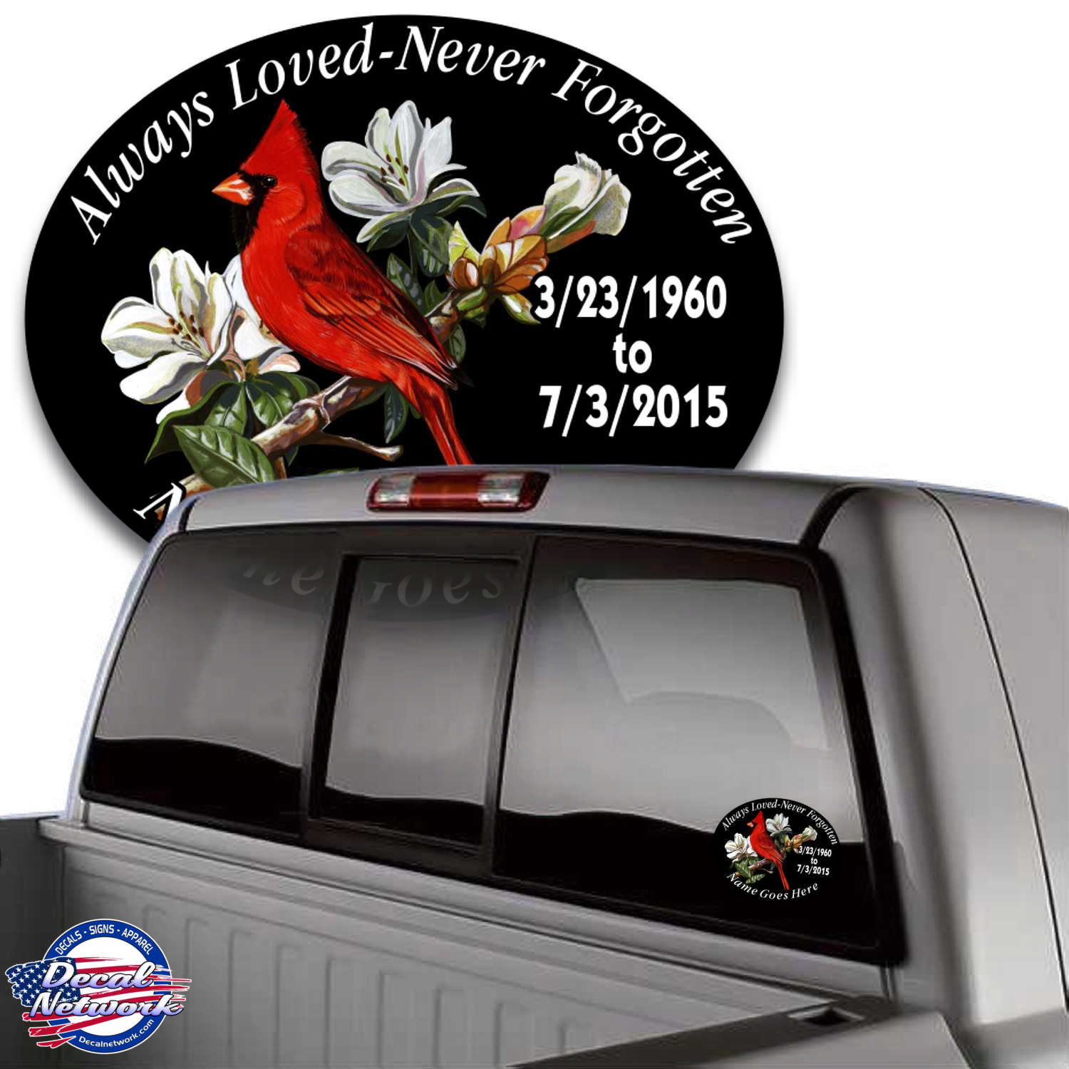 in loving memory vinyl decals cardinal bird