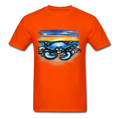 Blue Crab on beach tee shirt - orange