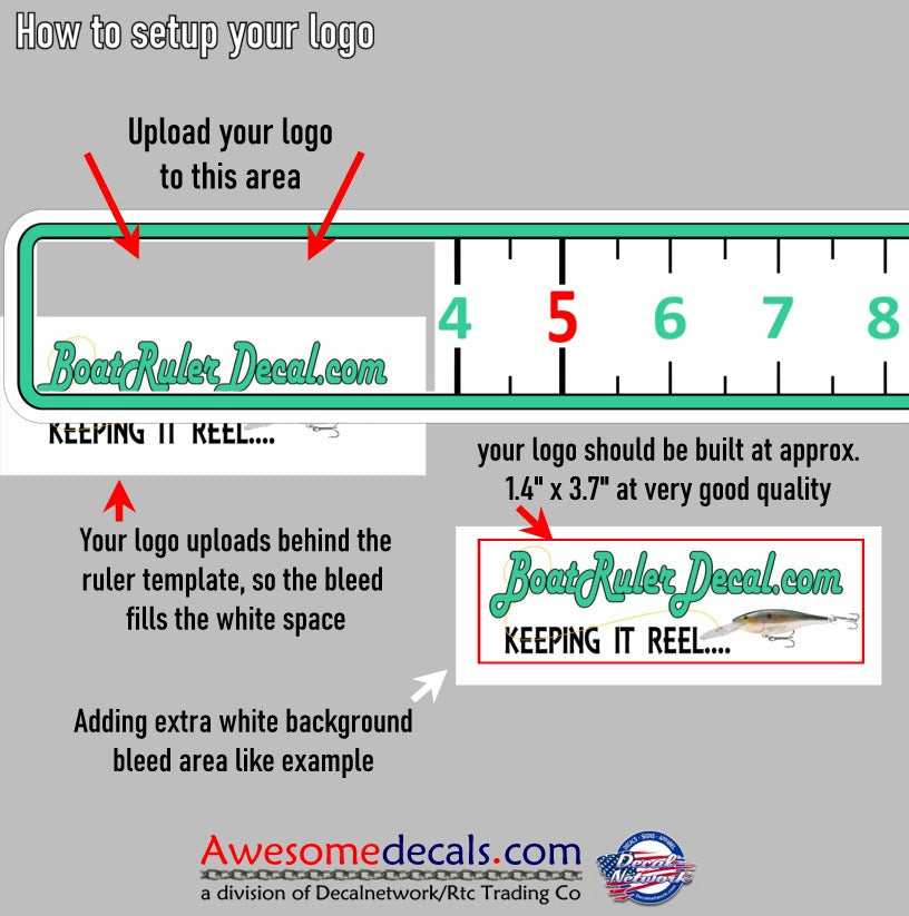 Boat Ruler fish measuring tape vinyl decal custom LOGO