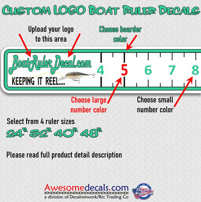Boat Ruler fish measuring tape vinyl decal custom LOGO