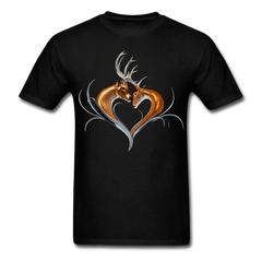 Buck and Doe Heart design tee shirt - black