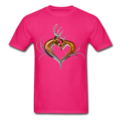 Buck and Doe Heart design tee shirt - fuchsia