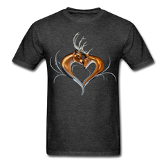 Buck and Doe Heart design tee shirt - heather black