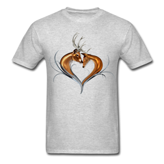 Buck and Doe Heart design tee shirt - heather gray
