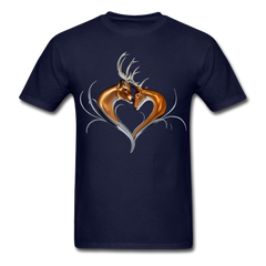 Buck and Doe Heart design tee shirt - navy
