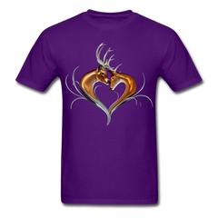 Buck and Doe Heart design tee shirt - purple