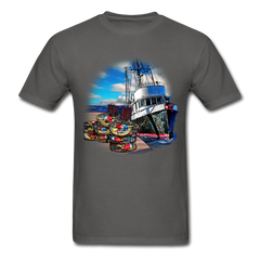 Crabbing Crab Boat tee shirt - charcoal