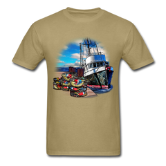 Crabbing Crab Boat tee shirt - khaki