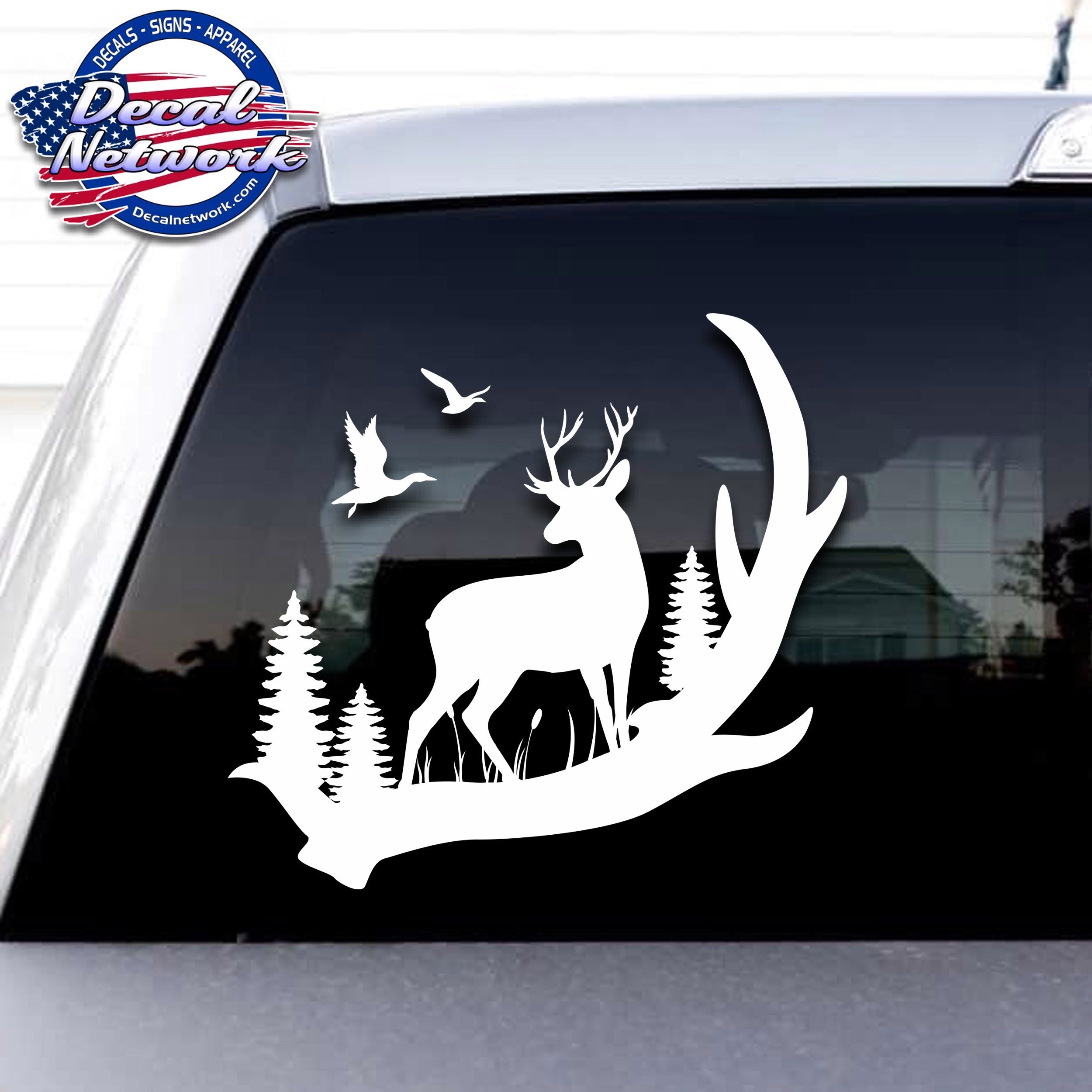 Deer Antler outdoor scene vinyl decal