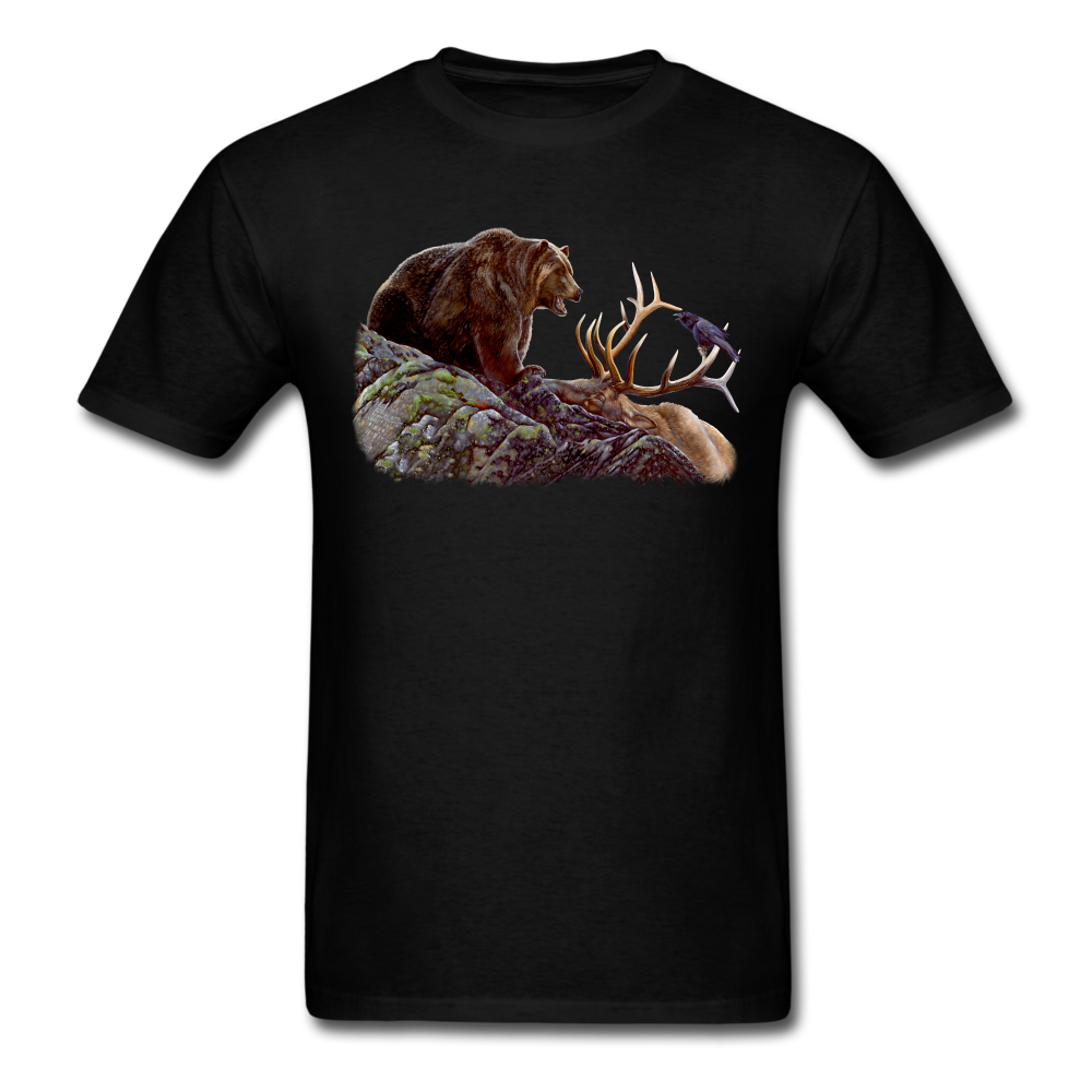 Grizzly Bear with Elk Wildlife tee shirt - black