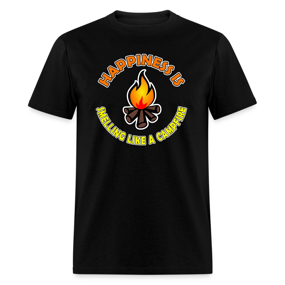 Happiness is smelling like a campfire t-shirt - black