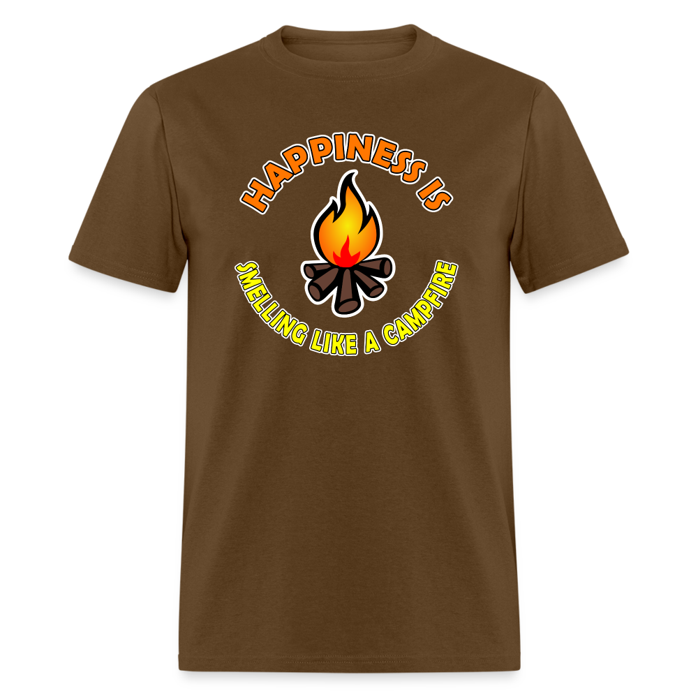 Happiness is smelling like a campfire t-shirt - brown