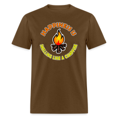 Happiness is smelling like a campfire t-shirt - brown