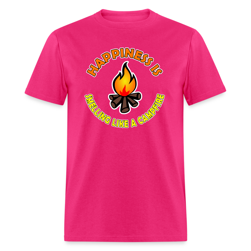 Happiness is smelling like a campfire t-shirt - fuchsia