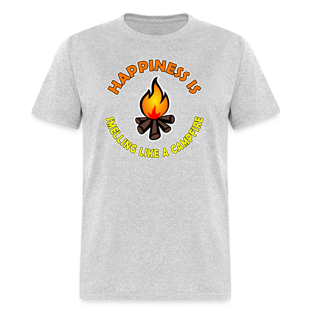 Happiness is smelling like a campfire t-shirt - heather gray