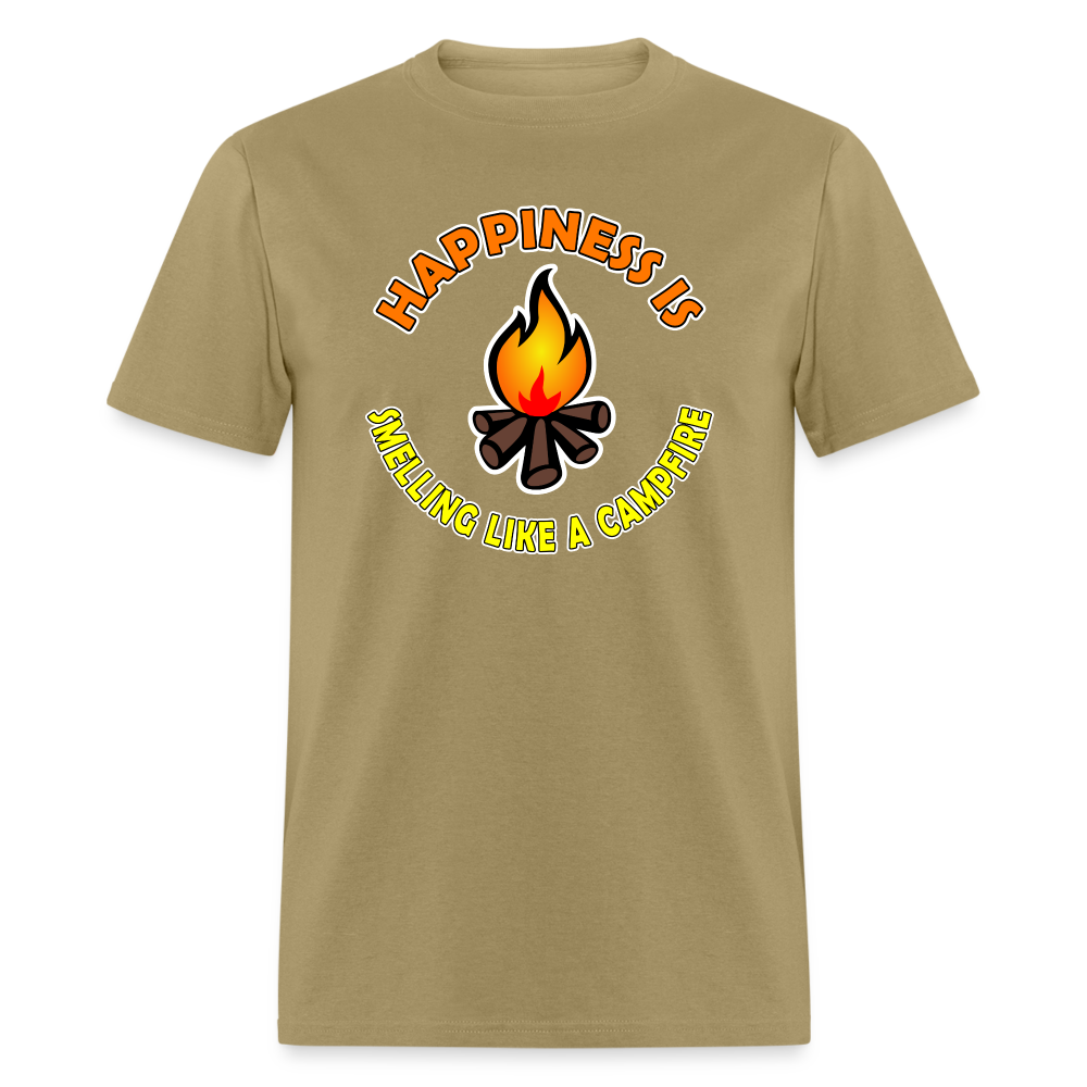 Happiness is smelling like a campfire t-shirt - khaki