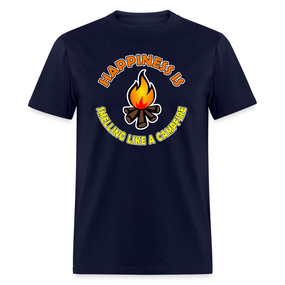 Happiness is smelling like a campfire t-shirt - navy