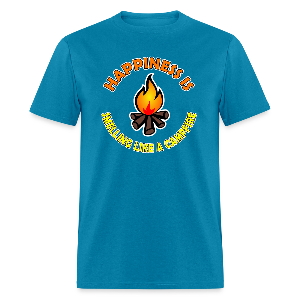 Happiness is smelling like a campfire t-shirt - turquoise
