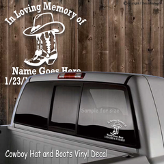 in loving memory of country western cowboy hat boots decal