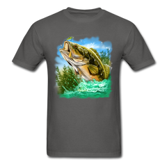 Large Mouth Bass Fishing tee shirt - charcoal