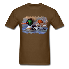Merganser Ducks waterfowl wildlife tee shirt - brown