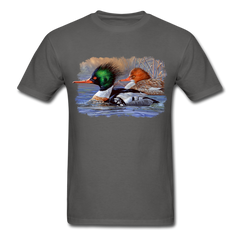 Merganser Ducks waterfowl wildlife tee shirt - charcoal