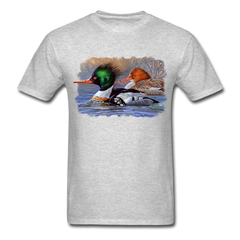Merganser Ducks waterfowl wildlife tee shirt - heather gray
