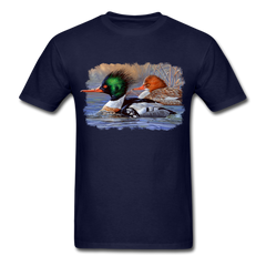 Merganser Ducks waterfowl wildlife tee shirt - navy