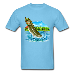 Muskie Fishing Lake tee shirt - aquatic blue