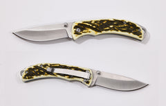 Ozark Trail 2 piece folding knife set bone style handle