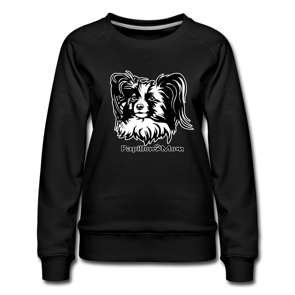 Papillon Mom Dog Lady Women's Premium Slim Fit Sweatshirt - black