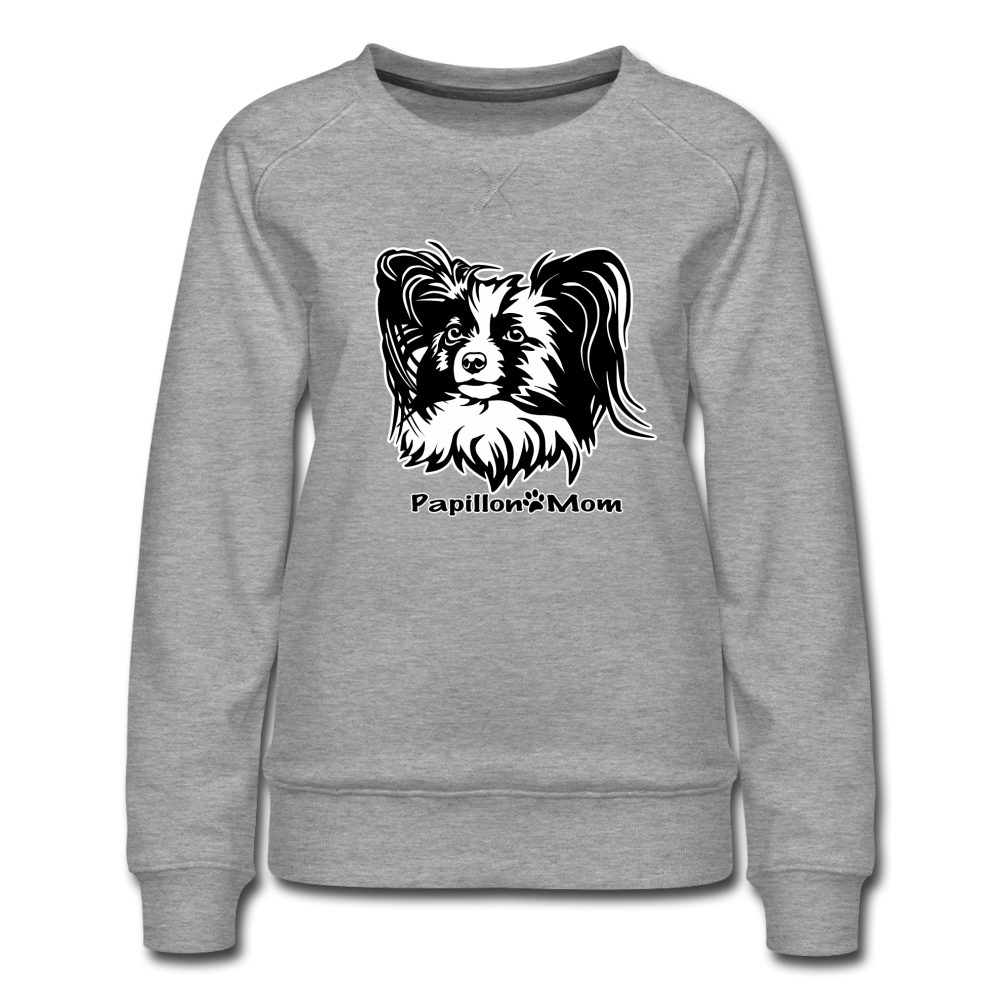 Papillon Mom Dog Lady Women's Premium Slim Fit Sweatshirt - heather grey