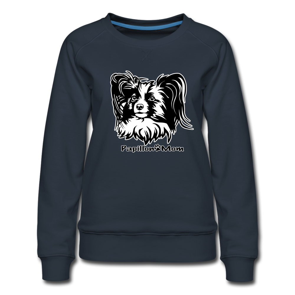 Papillon Mom Dog Lady Women's Premium Slim Fit Sweatshirt - navy