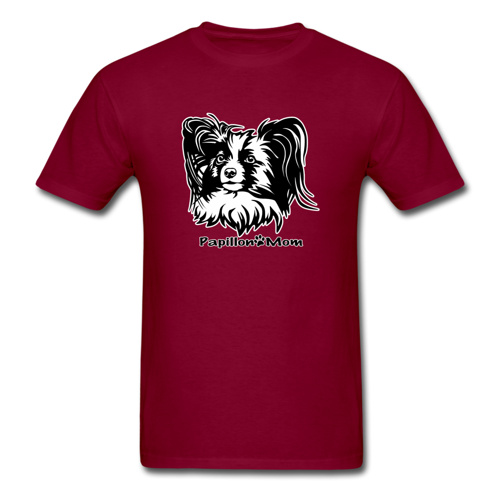 Papillon Mom  tee shirt Dog Lady - burgundy