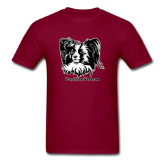 Papillon Mom  tee shirt Dog Lady - burgundy