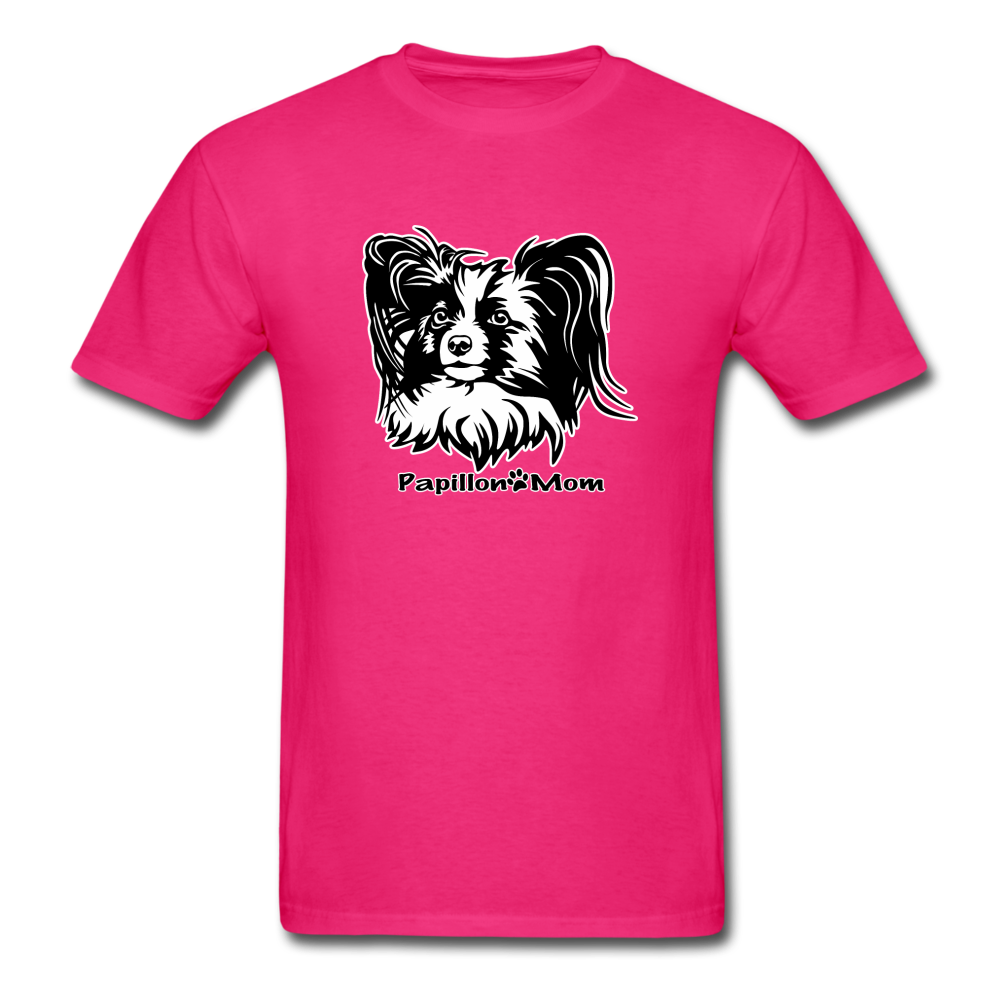 Papillon Mom  tee shirt Dog Lady - fuchsia