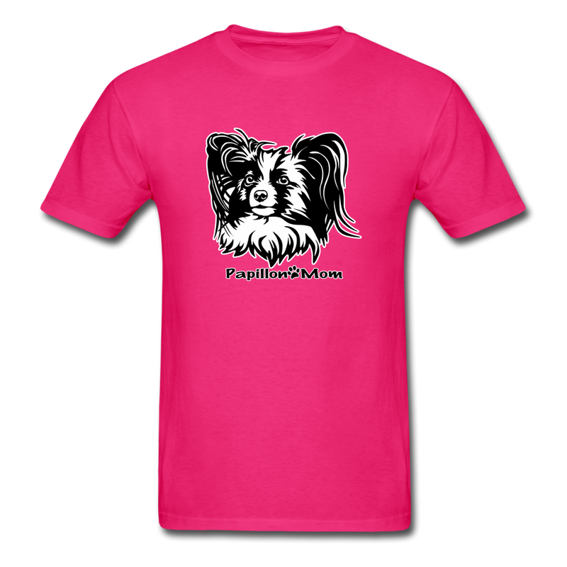Papillon Mom  tee shirt Dog Lady - fuchsia