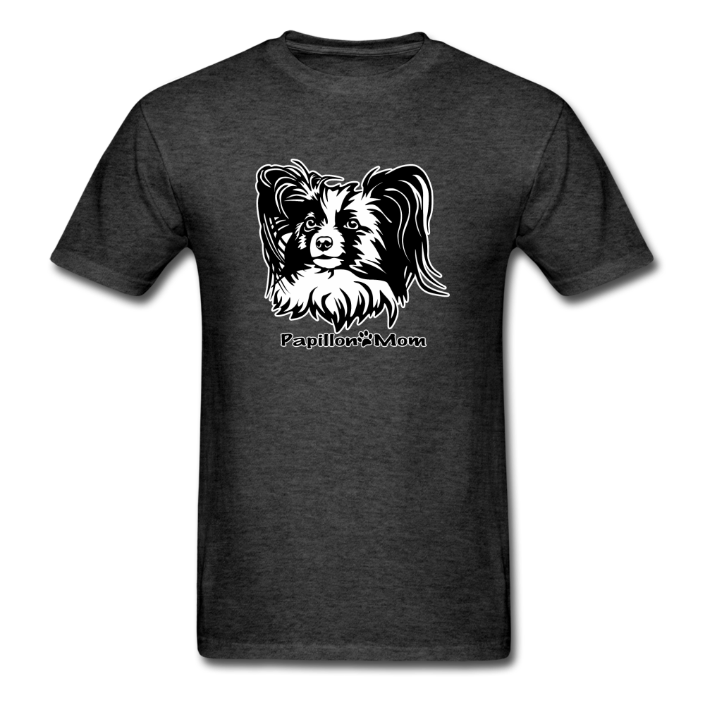 Papillon Mom  tee shirt Dog Lady - heather black