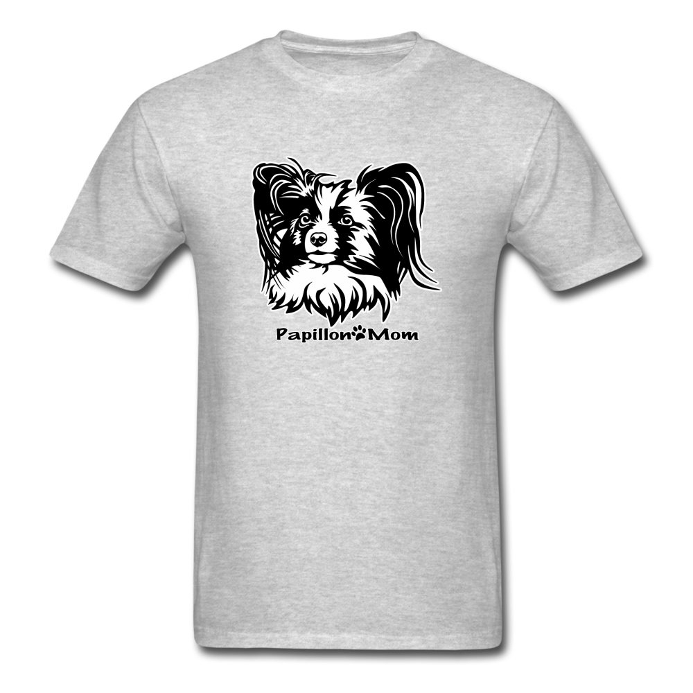 Papillon Mom  tee shirt Dog Lady - heather gray