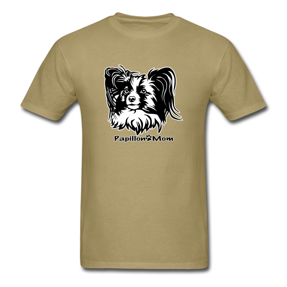 Papillon Mom  tee shirt Dog Lady - khaki