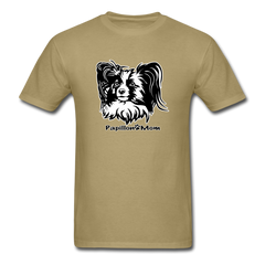 Papillon Mom  tee shirt Dog Lady - khaki
