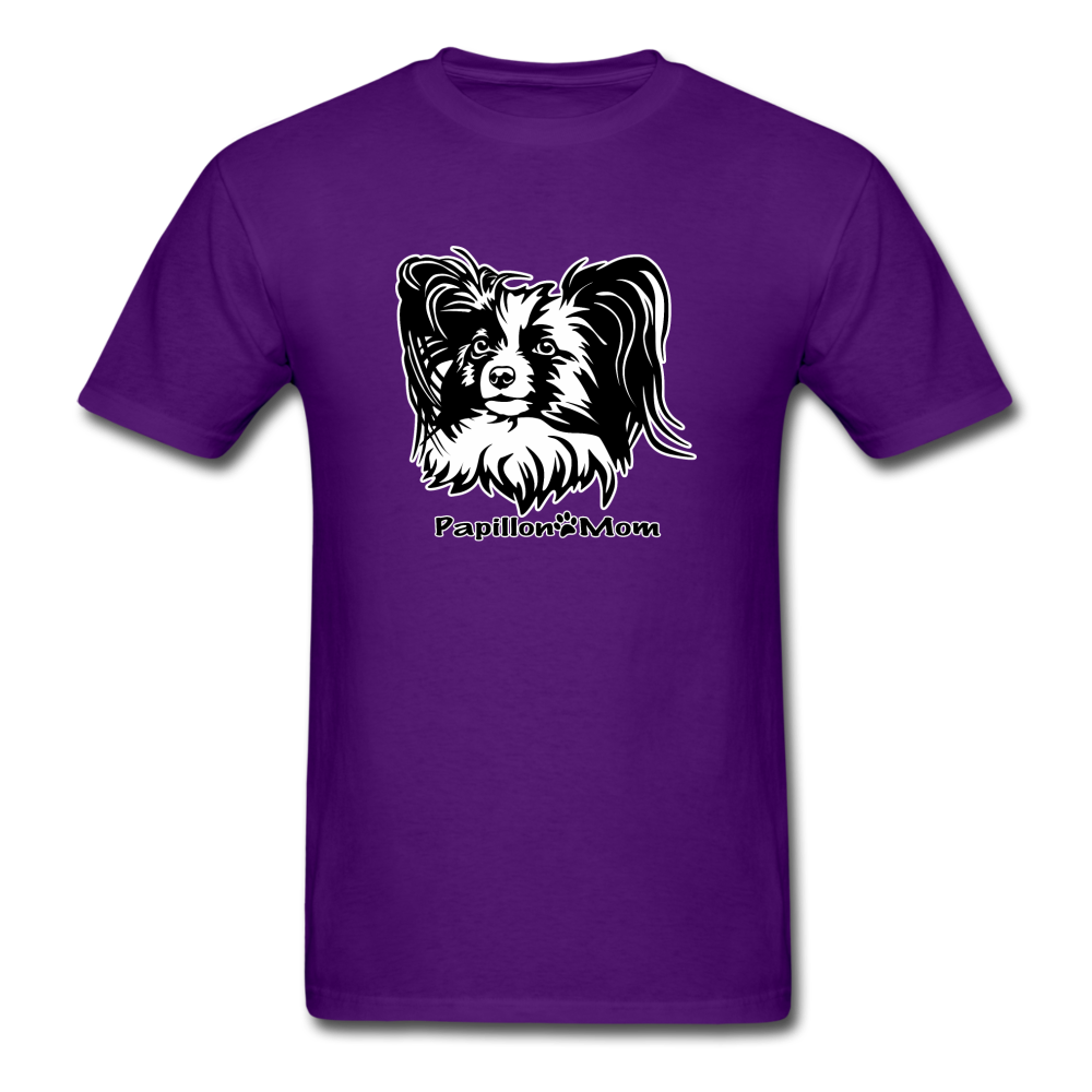 Papillon Mom  tee shirt Dog Lady - purple