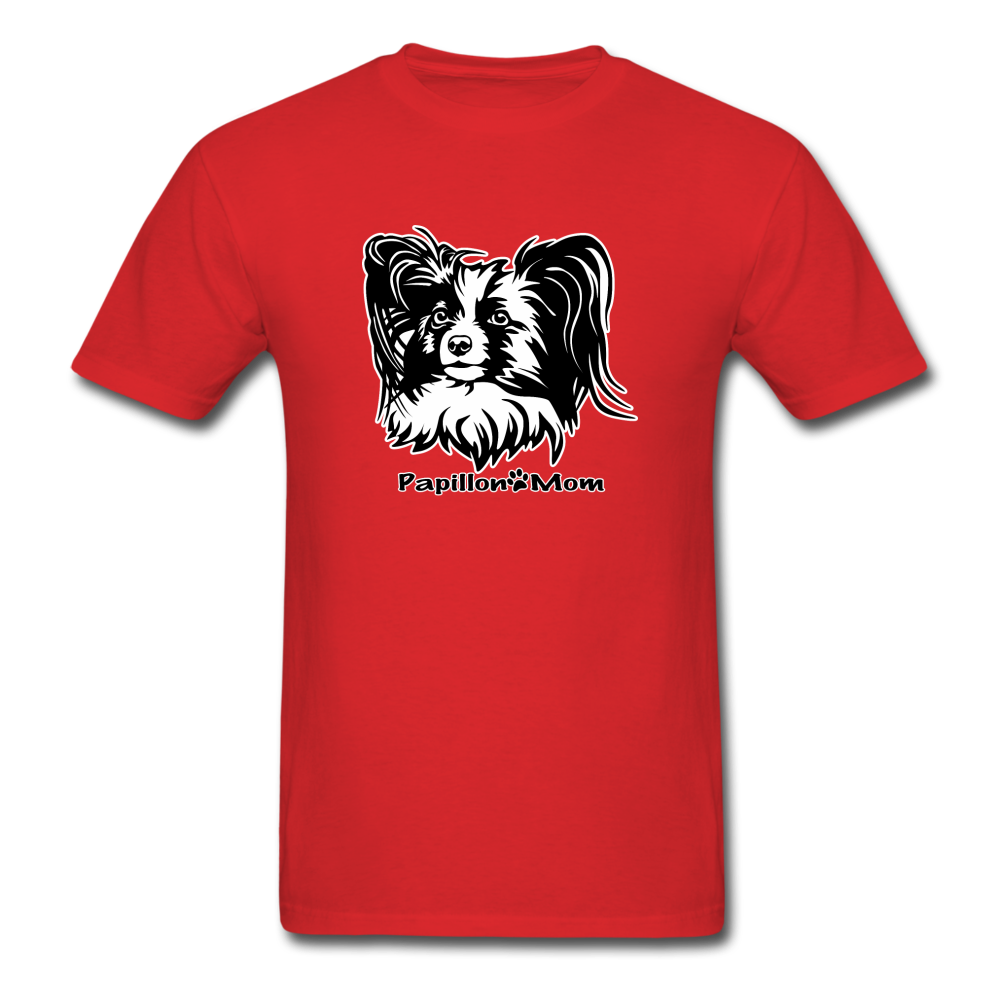 Papillon Mom  tee shirt Dog Lady - red