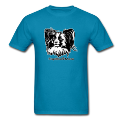 Papillon Mom  tee shirt Dog Lady - turquoise