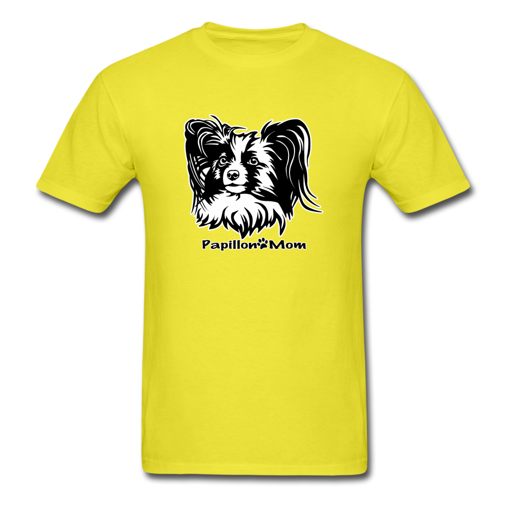Papillon Mom  tee shirt Dog Lady - yellow